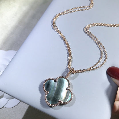 [AuraEcho Jewelry]CLOVER 25MM GOLD DARK MOP BIG CLOVER NECKLACE