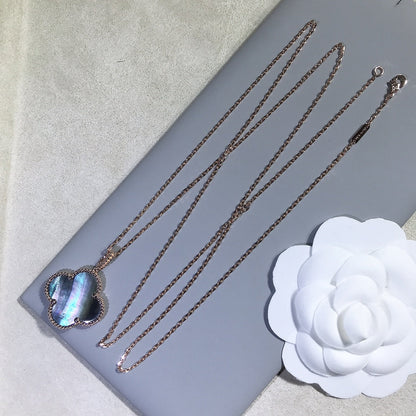 [AuraEcho Jewelry]CLOVER 25MM GOLD DARK MOP BIG CLOVER NECKLACE