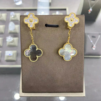 [AuraEcho Jewelry]CLOVER  2 MOTIFS  DIAMOND  EARRINGS (MULTIPLE CHOICESç´