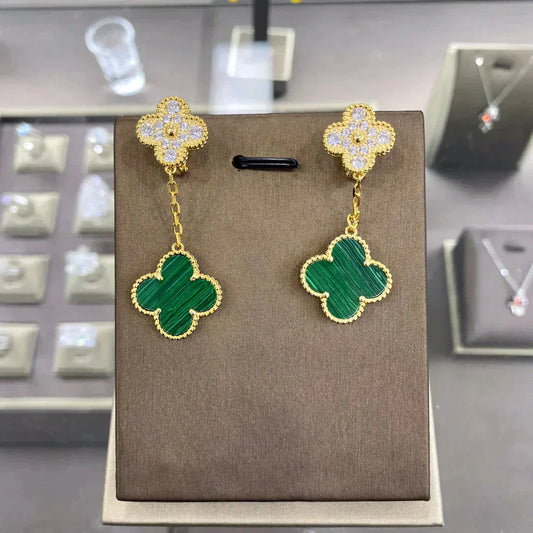 [AuraEcho Jewelry]CLOVER  2 MOTIFS  DIAMOND  EARRINGS (MULTIPLE CHOICESç´