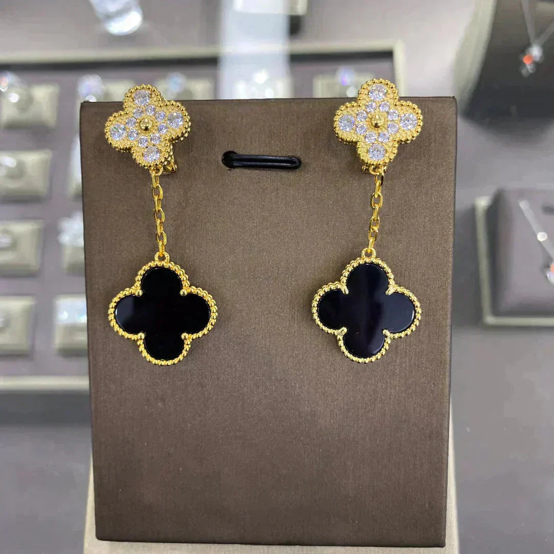 [AuraEcho Jewelry]CLOVER  2 MOTIFS  DIAMOND  EARRINGS (MULTIPLE CHOICESç´