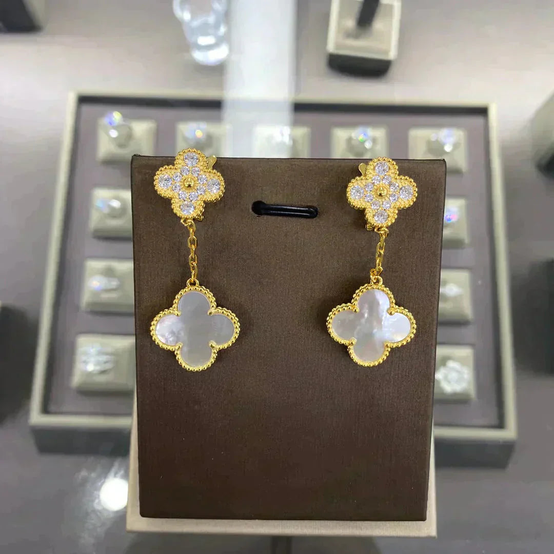 [AuraEcho Jewelry]CLOVER  2 MOTIFS  DIAMOND  EARRINGS (MULTIPLE CHOICESç´