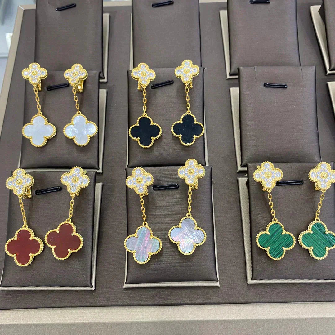 [AuraEcho Jewelry]CLOVER  2 MOTIFS  DIAMOND  EARRINGS (MULTIPLE CHOICESç´