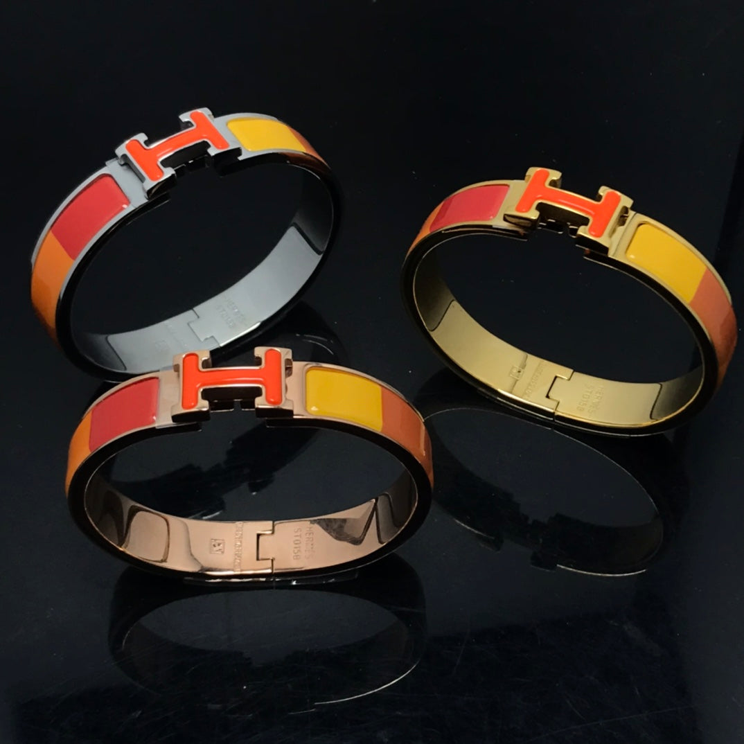 [AuraEcho Jewelry]H BRACELET ORANGE RAINBOW CERAMIC