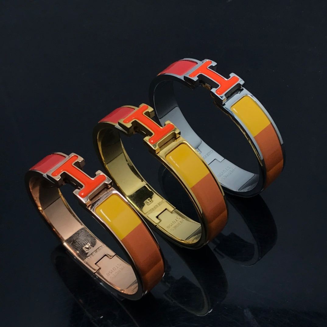 [AuraEcho Jewelry]H BRACELET ORANGE RAINBOW CERAMIC