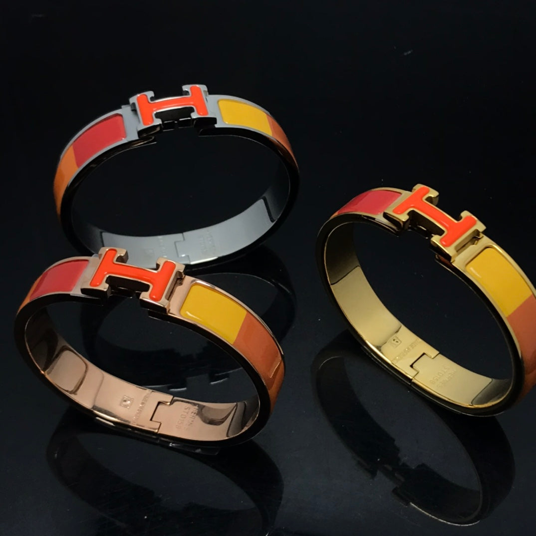 [AuraEcho Jewelry]H BRACELET ORANGE RAINBOW CERAMIC