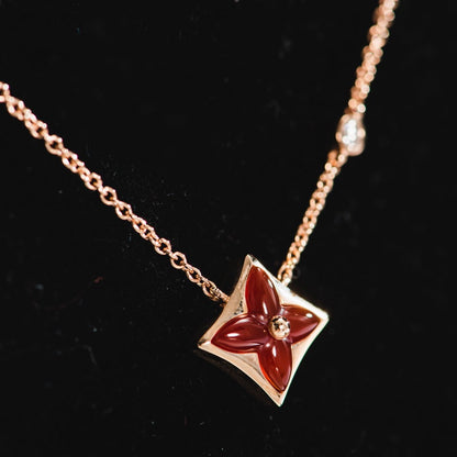 [AuraEcho Jewelry]STAR NECKLACE PINK GOLD 1 DIAMOND