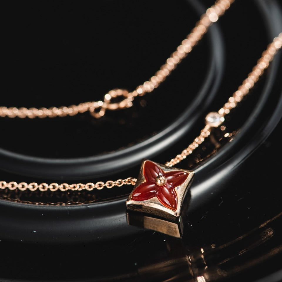 [AuraEcho Jewelry]STAR NECKLACE PINK GOLD 1 DIAMOND