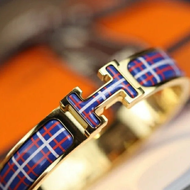 [AuraEcho Jewelry]H TARTAN BRACELET 12MM
