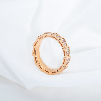 [AuraEcho Jewelry]SERPENTI RING PINK GOLD DIAMOND PAVED 3MM