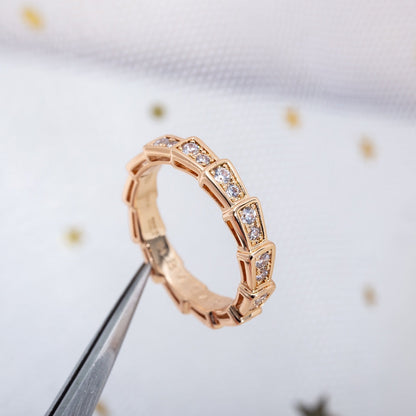 [AuraEcho Jewelry]SERPENTI RING PINK GOLD DIAMOND PAVED 3MM