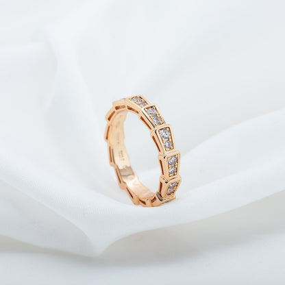 [AuraEcho Jewelry]SERPENTI RING PINK GOLD DIAMOND PAVED 3MM