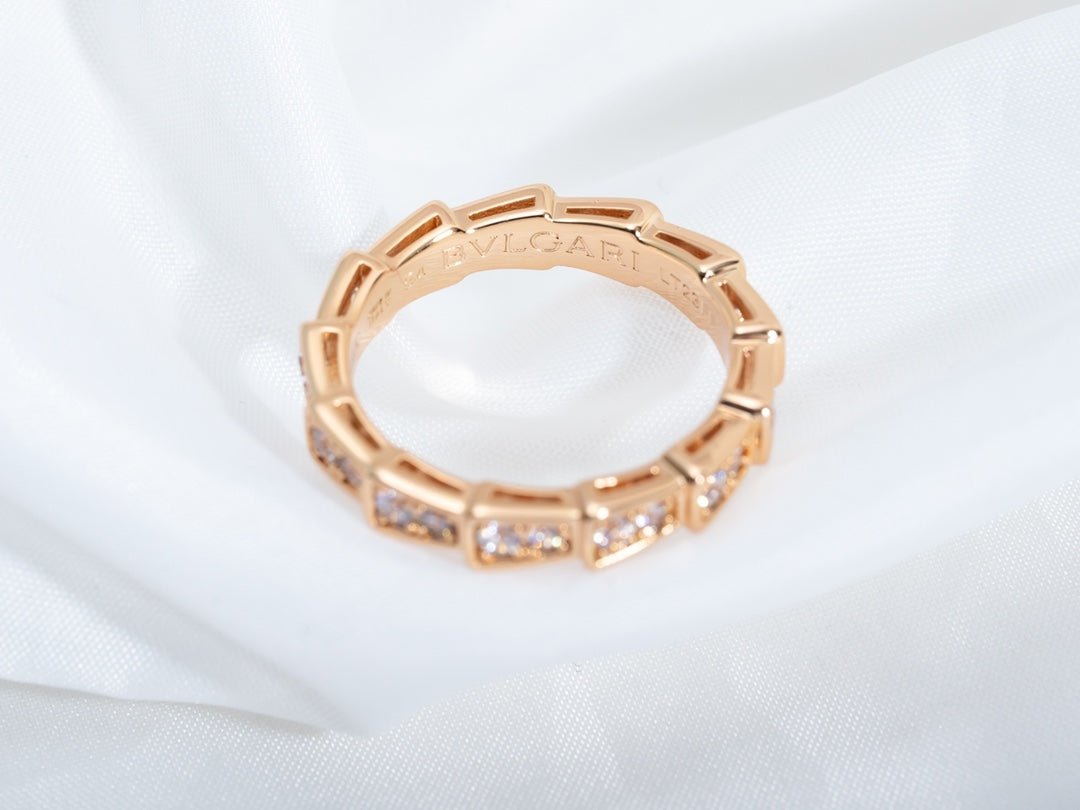 [AuraEcho Jewelry]SERPENTI RING PINK GOLD DIAMOND PAVED 3MM