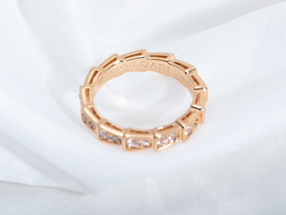 [AuraEcho Jewelry]SERPENTI RING PINK GOLD DIAMOND PAVED 3MM