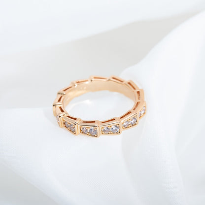 [AuraEcho Jewelry]SERPENTI RING PINK GOLD DIAMOND PAVED 3MM