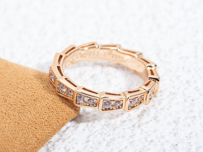 [AuraEcho Jewelry]SERPENTI RING PINK GOLD DIAMOND PAVED 3MM