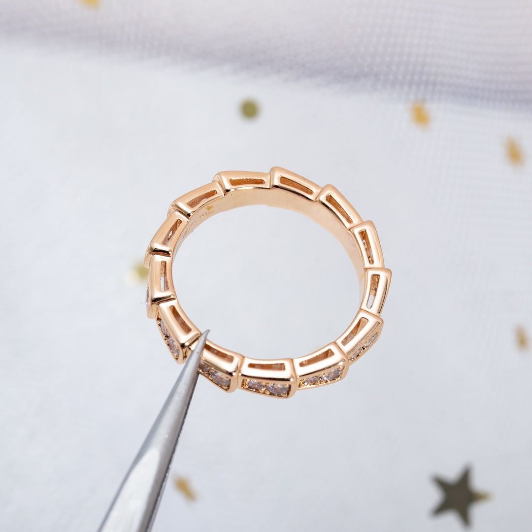[AuraEcho Jewelry]SERPENTI RING PINK GOLD DIAMOND PAVED 3MM