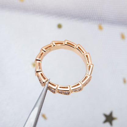 [AuraEcho Jewelry]SERPENTI RING PINK GOLD DIAMOND PAVED 3MM