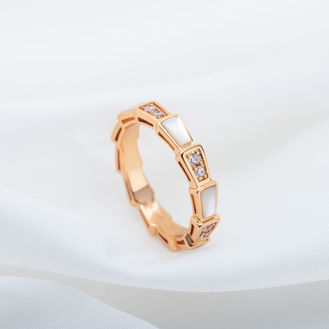 [AuraEcho Jewelry]SERPENTI RING PINK GOLD DIAMOND MOP 3MM