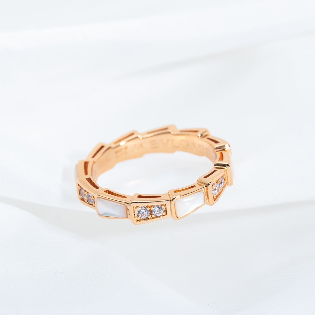[AuraEcho Jewelry]SERPENTI RING PINK GOLD DIAMOND MOP 3MM