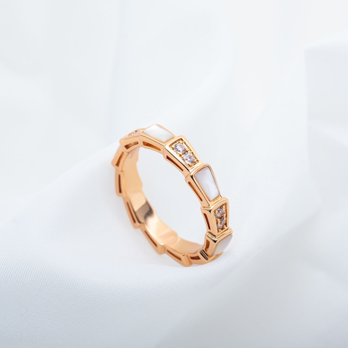 [AuraEcho Jewelry]SERPENTI RING PINK GOLD DIAMOND MOP 3MM