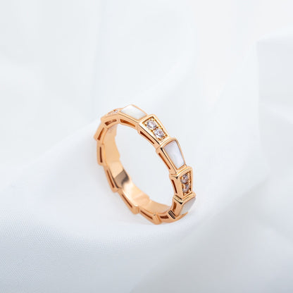 [AuraEcho Jewelry]SERPENTI RING PINK GOLD DIAMOND MOP 3MM