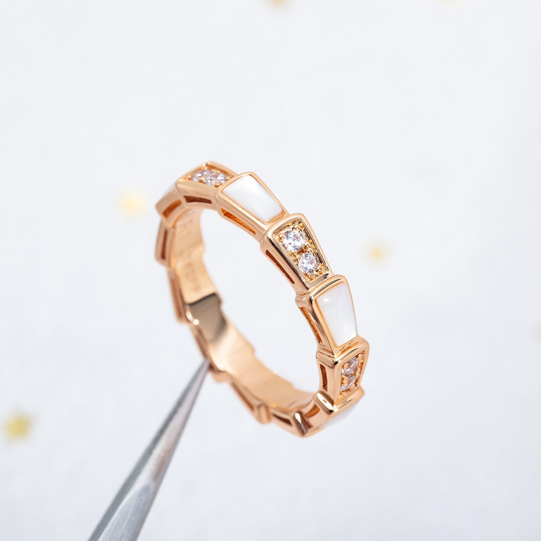 [AuraEcho Jewelry]SERPENTI RING PINK GOLD DIAMOND MOP 3MM
