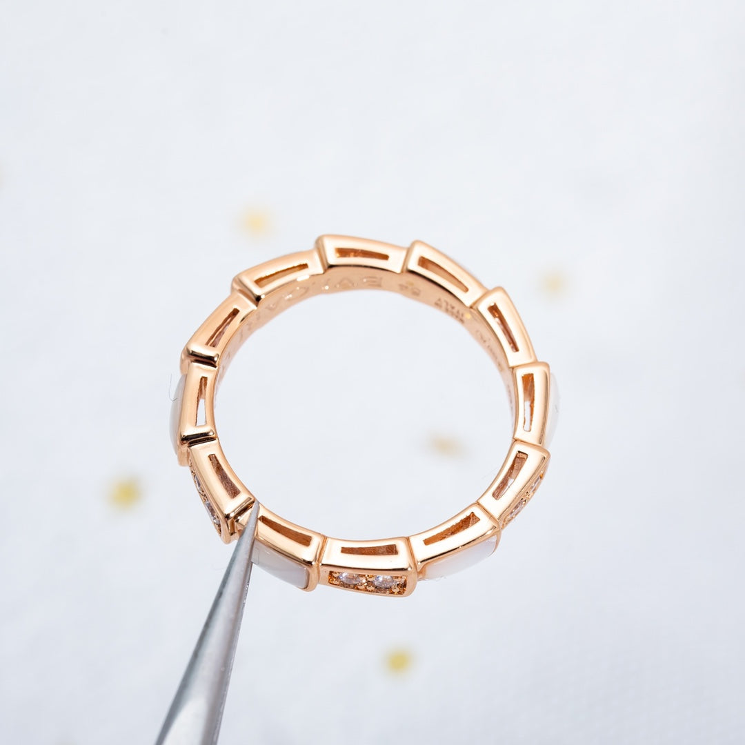 [AuraEcho Jewelry]SERPENTI RING PINK GOLD DIAMOND MOP 3MM