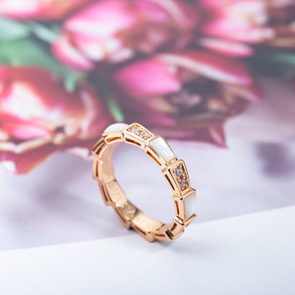 [AuraEcho Jewelry]SERPENTI RING PINK GOLD DIAMOND MOP 3MM
