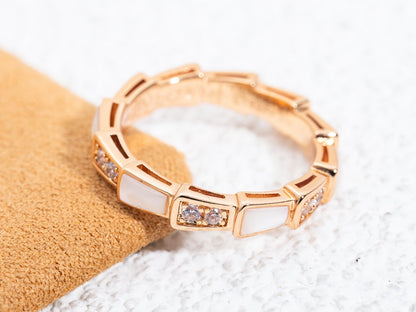 [AuraEcho Jewelry]SERPENTI RING PINK GOLD DIAMOND MOP 3MM
