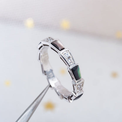 [AuraEcho Jewelry]SERPENTI RING SILVER  DIAMOND BLACK MOP 3MM