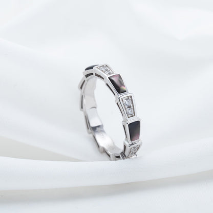 [AuraEcho Jewelry]SERPENTI RING SILVER  DIAMOND BLACK MOP 3MM