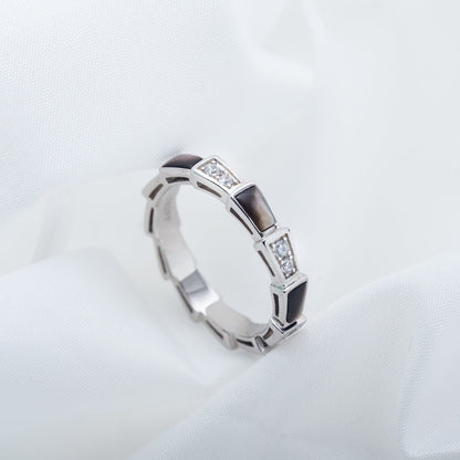 [AuraEcho Jewelry]SERPENTI RING SILVER  DIAMOND BLACK MOP 3MM