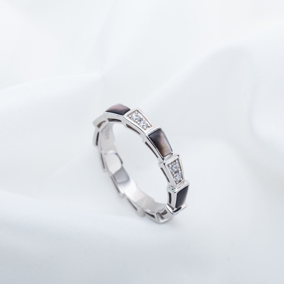 [AuraEcho Jewelry]SERPENTI RING SILVER  DIAMOND BLACK MOP 3MM