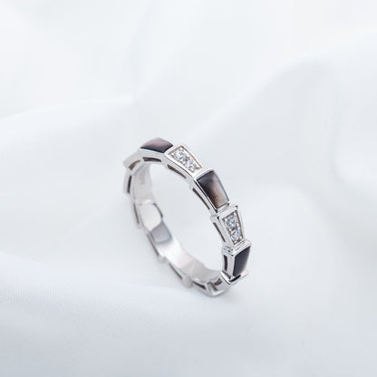 [AuraEcho Jewelry]SERPENTI RING SILVER  DIAMOND BLACK MOP 3MM