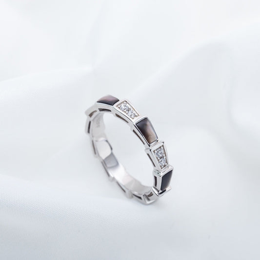 [AuraEcho Jewelry]SERPENTI RING SILVER  DIAMOND BLACK MOP 3MM