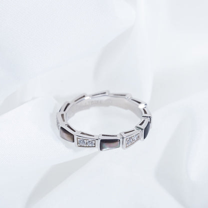 [AuraEcho Jewelry]SERPENTI RING SILVER  DIAMOND BLACK MOP 3MM