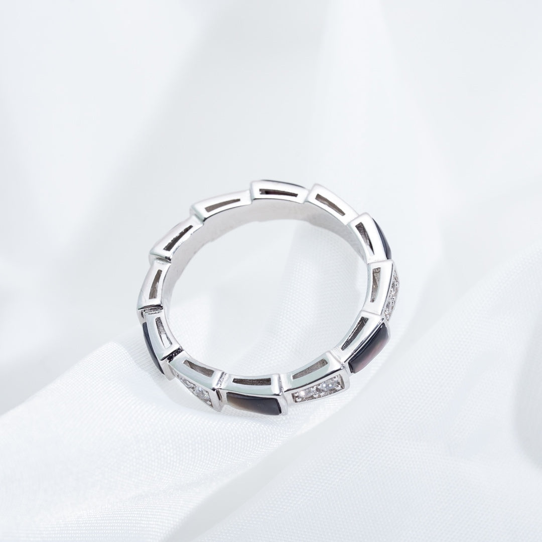 [AuraEcho Jewelry]SERPENTI RING SILVER  DIAMOND BLACK MOP 3MM