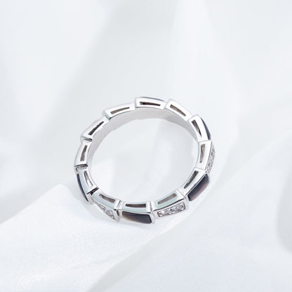 [AuraEcho Jewelry]SERPENTI RING SILVER  DIAMOND BLACK MOP 3MM