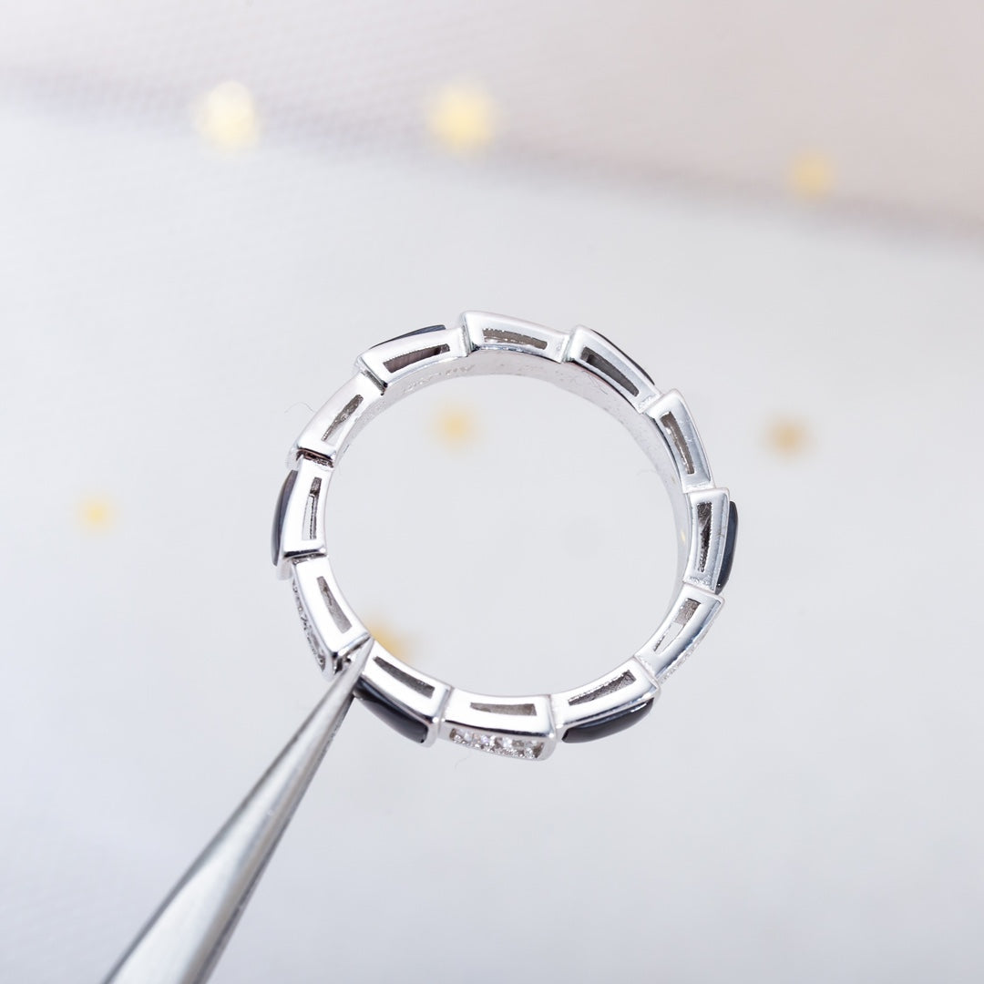 [AuraEcho Jewelry]SERPENTI RING SILVER  DIAMOND BLACK MOP 3MM