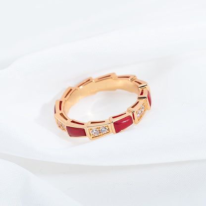 [AuraEcho Jewelry]SERPENTI RING PINK GOLD CARNELIAN DIAMOND 3MM