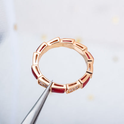 [AuraEcho Jewelry]SERPENTI RING PINK GOLD CARNELIAN DIAMOND 3MM