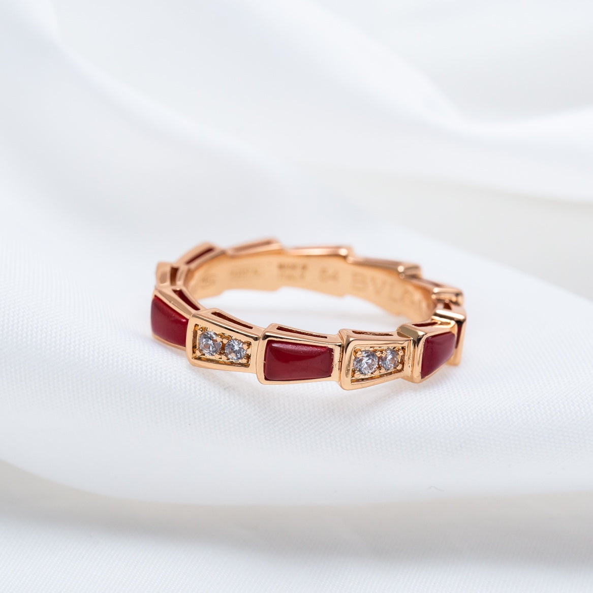 [AuraEcho Jewelry]SERPENTI RING PINK GOLD CARNELIAN DIAMOND 3MM