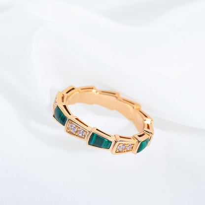 [AuraEcho Jewelry]SERPENTI RING PINK GOLD MALACHITE DIAMOND 3MM