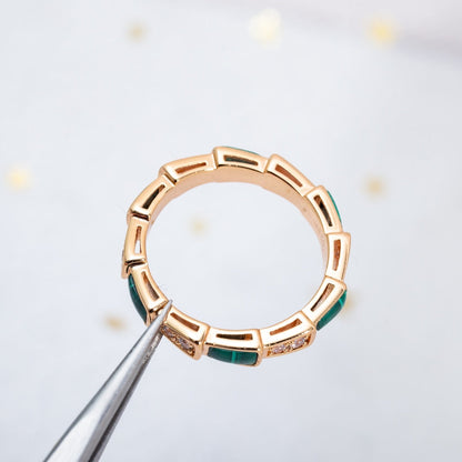 [AuraEcho Jewelry]SERPENTI RING PINK GOLD MALACHITE DIAMOND 3MM