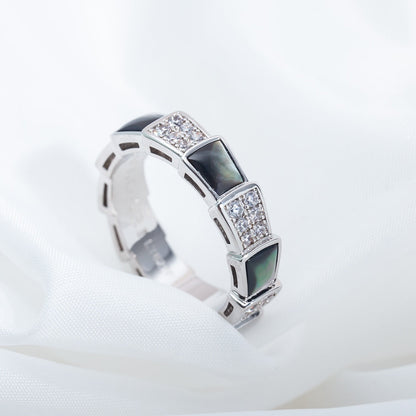 [AuraEcho Jewelry]SERPENTI RING SILVER DIAMOND BLACK MOP 4MM
