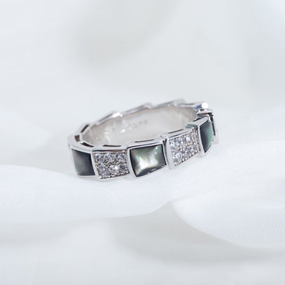 [AuraEcho Jewelry]SERPENTI RING SILVER DIAMOND BLACK MOP 4MM