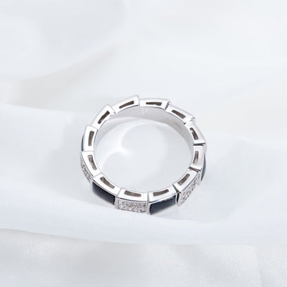 [AuraEcho Jewelry]SERPENTI RING SILVER DIAMOND BLACK MOP 4MM