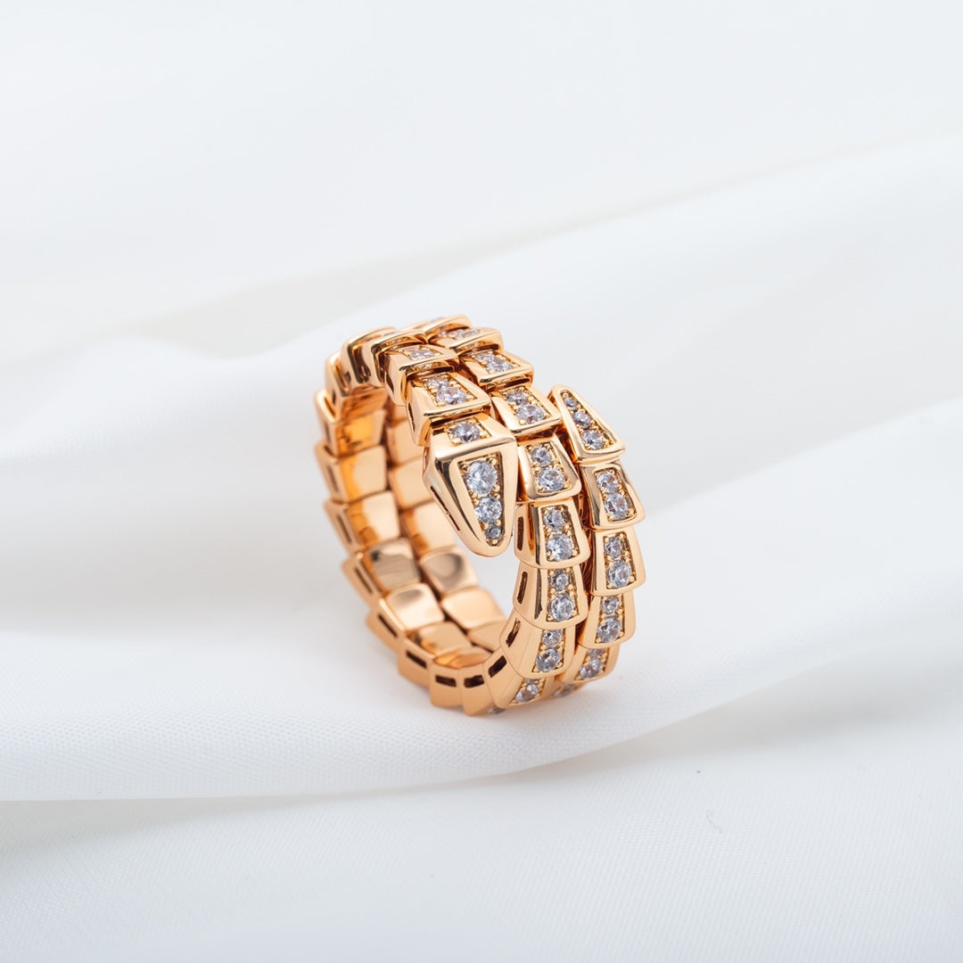[AuraEcho Jewelry]SERPENTI RING PINK GOLD DIAMOND DOUBLE ROW