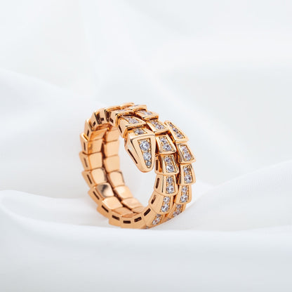 [AuraEcho Jewelry]SERPENTI RING PINK GOLD DIAMOND DOUBLE ROW
